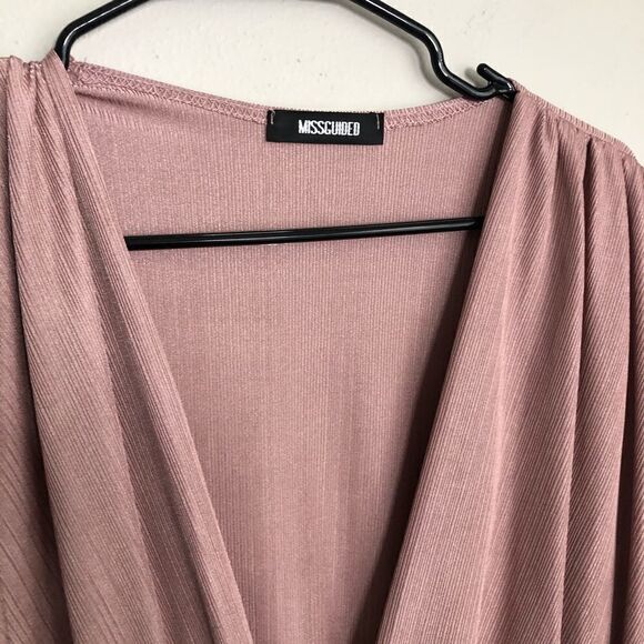 Missguided mauve Slinky Plunge Bodycon Midi Dress - Picture 14 of 16